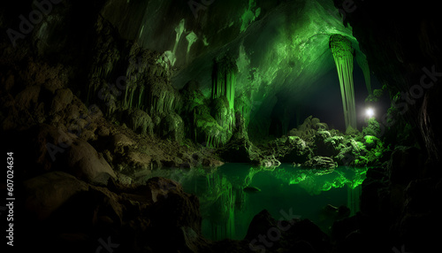 Embark on an enchanting journey through the Morakot Cave, also known as the Emerald Cave, in Thailand, as captured by the talented Laureen Anderson. photo