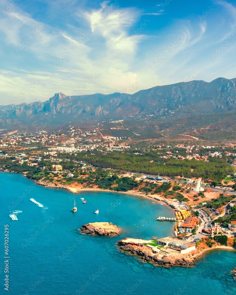 Escape Beach in Kyrenia, North Cyprus on sunny day with clear sky