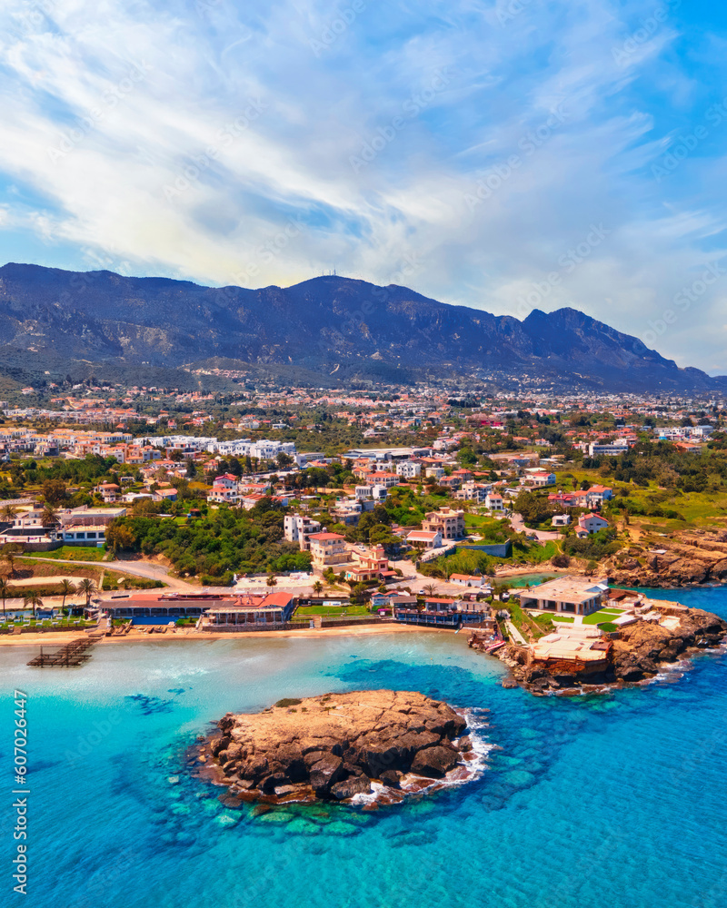 Escape Beach in Kyrenia, North Cyprus on sunny day with clear sky