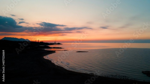 A sunset at the Alagadi Beach in Kyrenia, North Cyprus on sunny day with clear sky