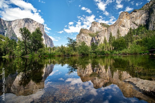 Yosemite Valley with El Capitan, Sentinel Rock, Cathedral Rocks, and Bridalveil Fall, California