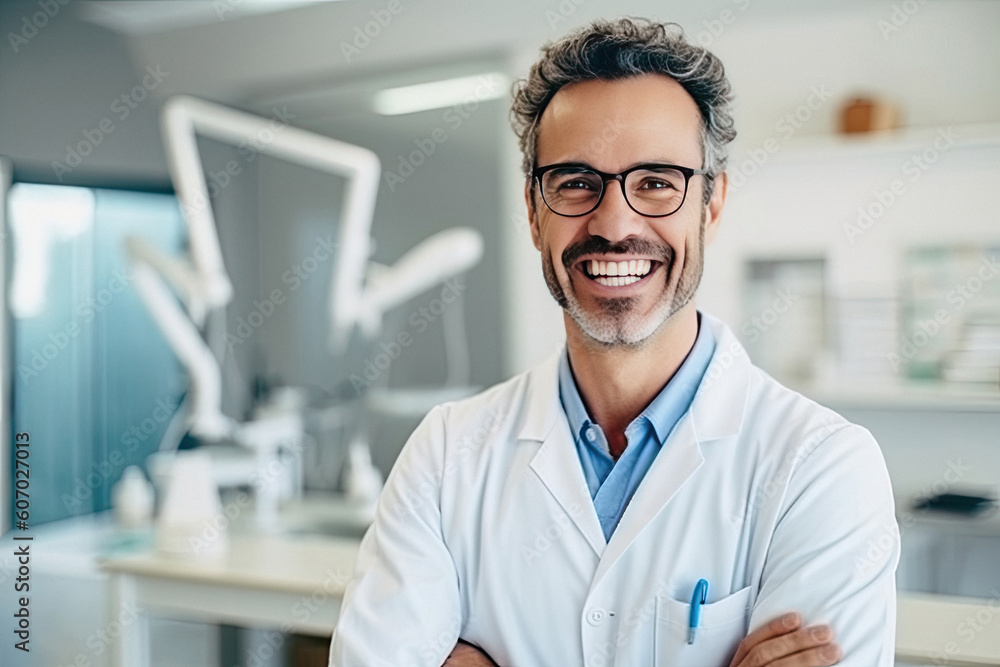 Handsome beautiful man doctor portrait made with Generative AI technology Handsome beautiful man doctor portrait made with Generative AI technology