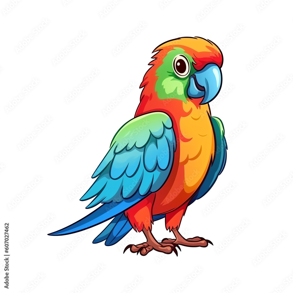 Feathered Delight: Charming Parrot Illustration in 2D