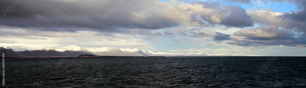 Panoramic view of beautiful mountains in autumn in Iceland