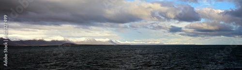 Panoramic view of beautiful mountains in autumn in Iceland