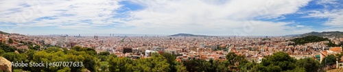 Scenic, panoramic view of Barcelona on a sunny day, Spain