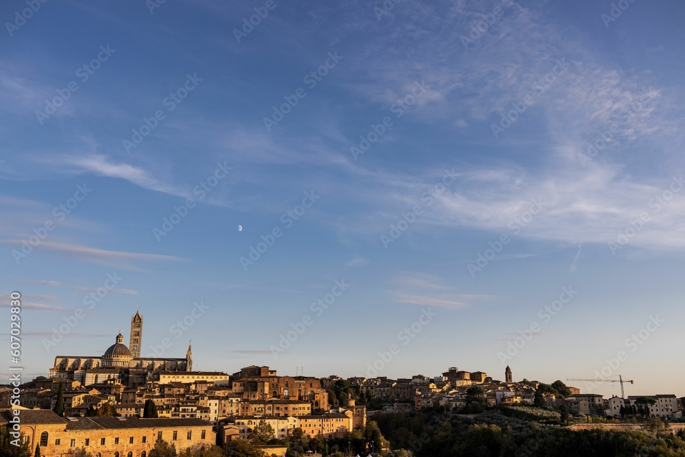 Aerial view of cityscape Tuscany surrounded by buildings