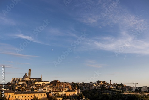 Aerial view of cityscape Tuscany surrounded by buildings