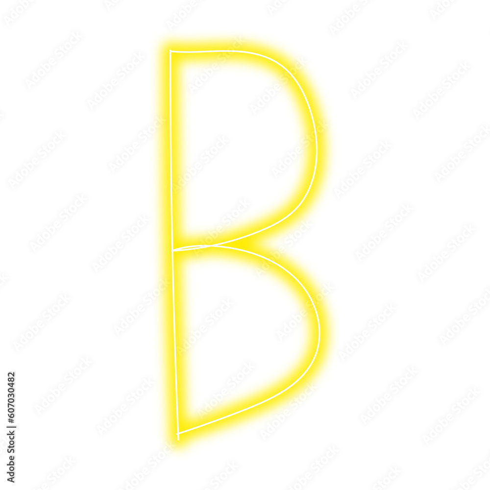 Neon letter B on transparent background Neon letter B on transparent background