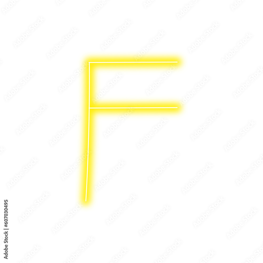 Neon letter F on transparent background Neon letter F on transparent background