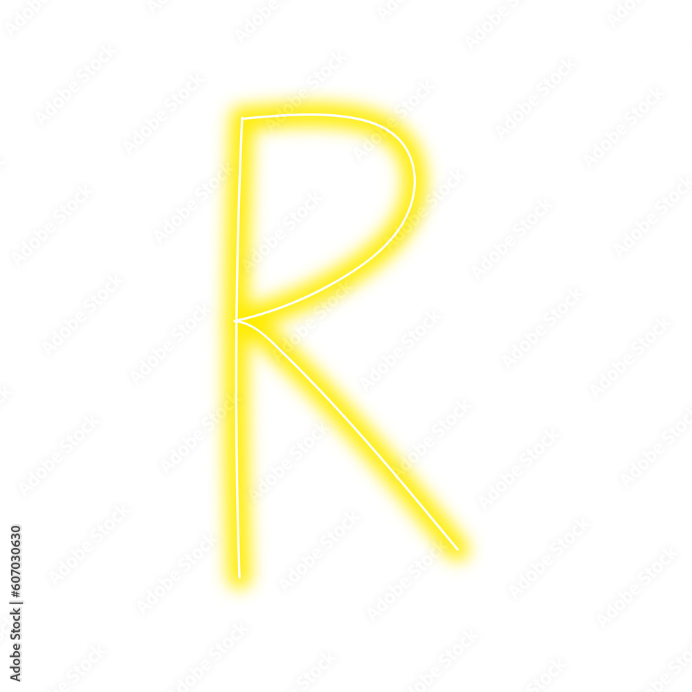 Neon letter R on transparent background Neon letter R on transparent background