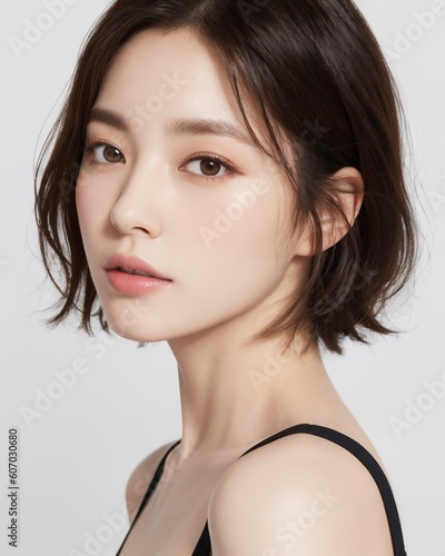 Portrait of beautiful japanese women with white background by generative AI