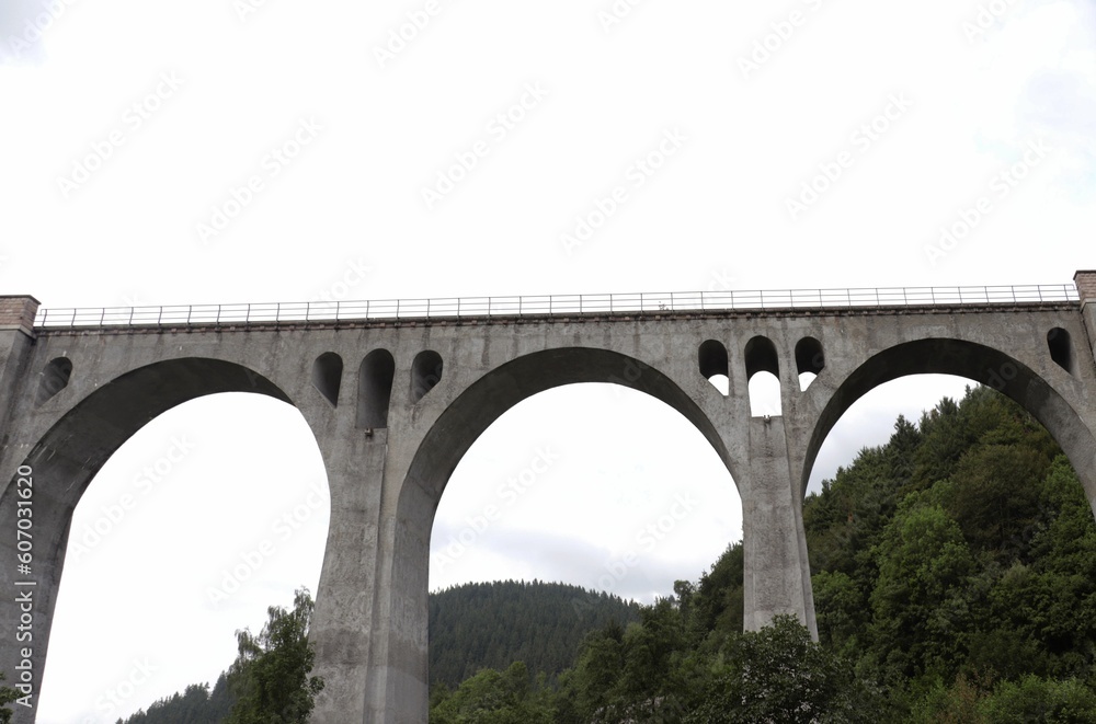 Low angle shot of a railway bridge in Willingen, Sauerland, Germany