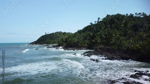 Wallpaper Mural Beautiful view of the sea waves hitting the coast in Bahia, Brazil on a sunny day Torontodigital.ca