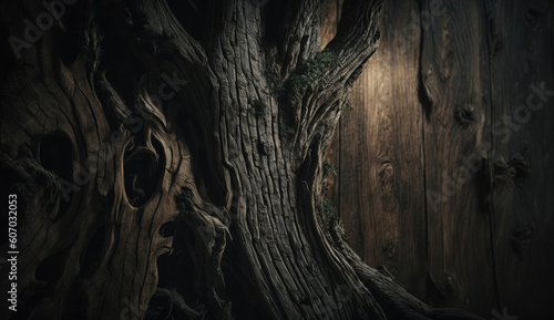 Dark oak wooden rustic oak background. Generative AI