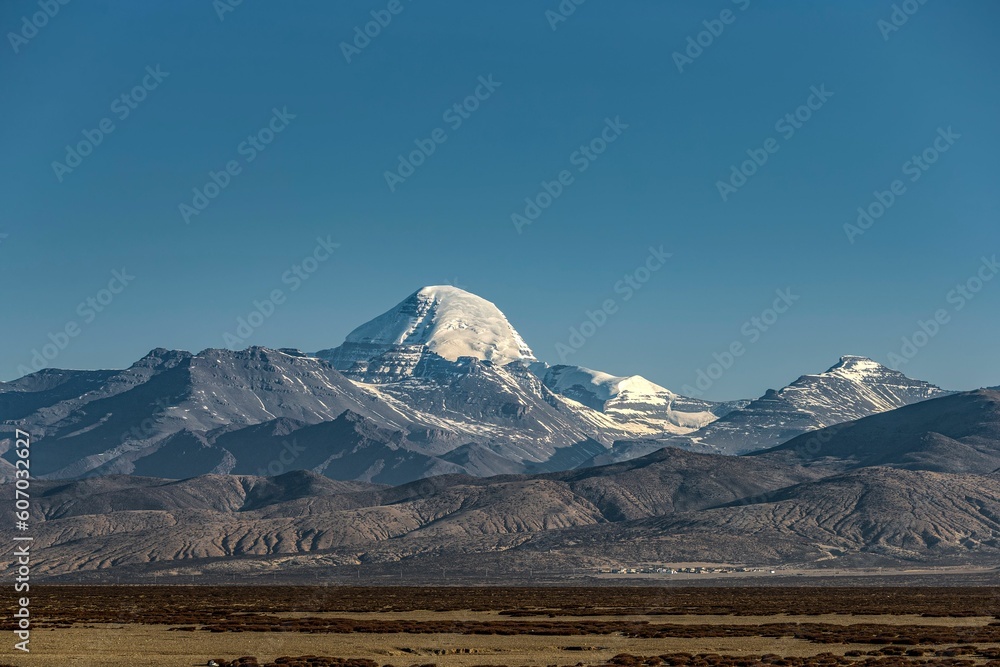 Beautiful shot of the snowy Mount Kailash in Taqin County, Ali Prefecture, Tibet, China