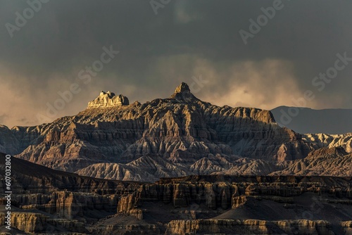 Aerial view of forest landforms and stone formations in Zada County, Ali Prefecture, Tibet, China