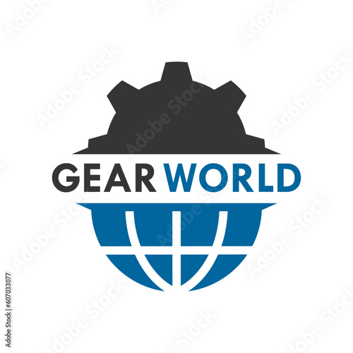 Gear world design logo template illustration