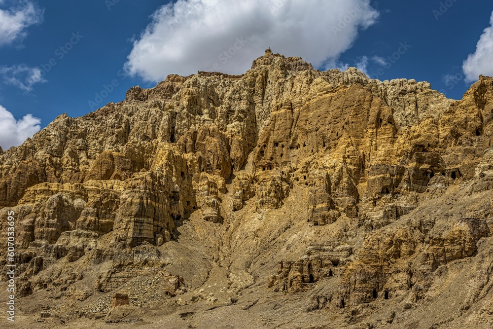 Zanda soil forest and rocky hills landscape in Zanda County of Ali prefecture in Tibet, China
