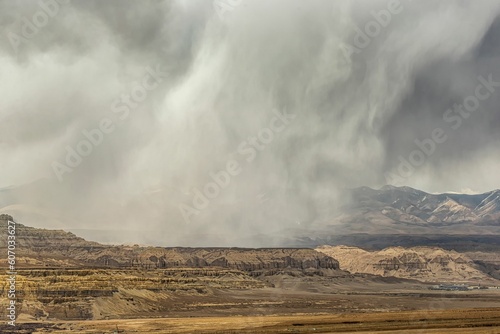 Canvas Print View of cliffs during the sandstorm