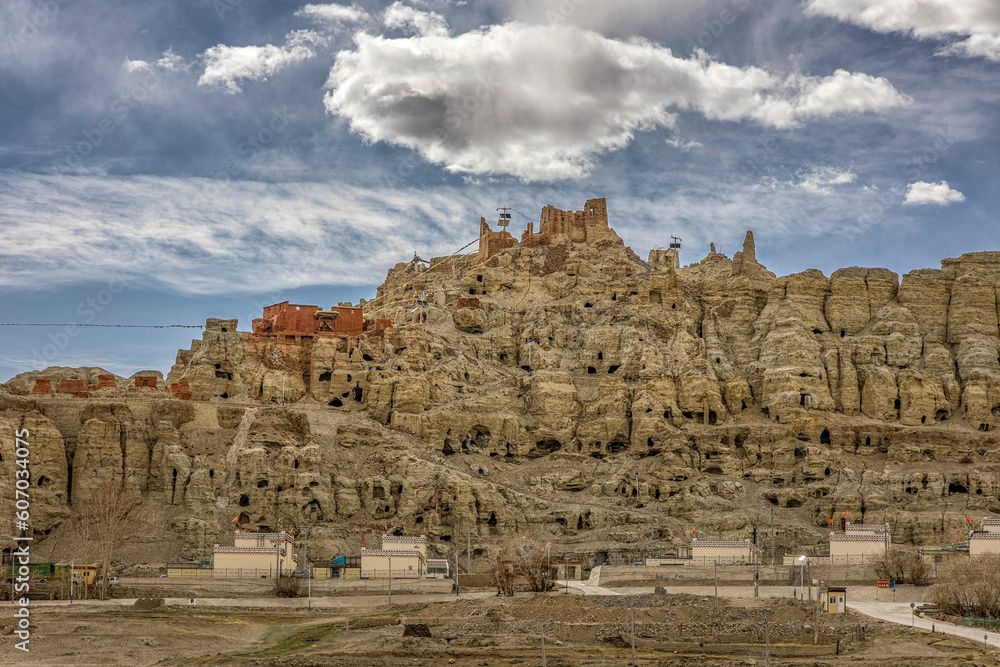 Beautiful landscape of Dongga Ruins in Tibet, China Beautiful landscape of Dongga Ruins in Tibet, China