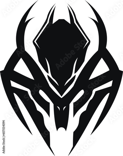 Spider Logo design template linear style. Line art insect icon. Virus Spy Logotype concept idea and spider silhouette, t-shirt tattoo design