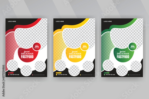 Fast Food Flyer Design Template,cafe and restaurant menu Poster template with healthy and organic food design for banner