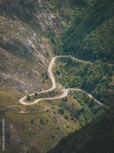 View of a road making curves from above