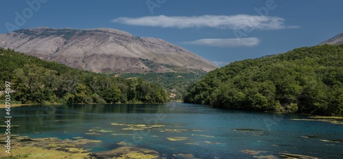 Mesmerizing panoramic landscape of the Blue Eye spring in Albania