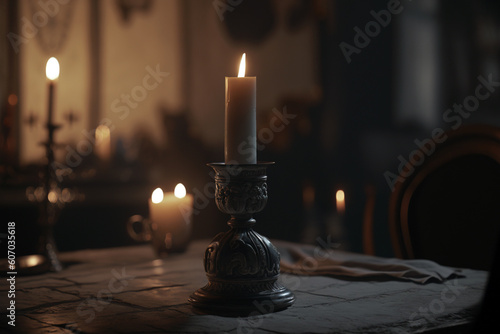 romantic candles in house Generative AI
