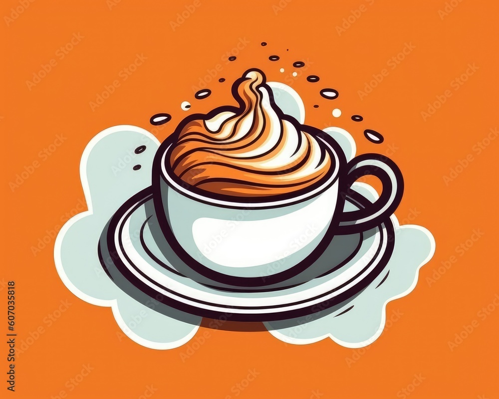An illustrated cup of hot cappuccino coffee. (Illustration, Generative AI) An illustrated cup of hot cappuccino coffee. (Illustration, Generative AI)