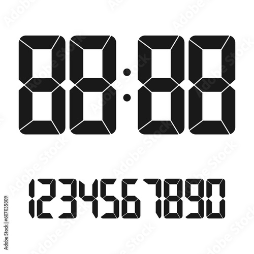 Electronic figures. LCD numbers for a electronic devices. Digital numbers. Vector illustration.