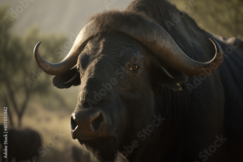 Strong cute african buffalo Generative AI