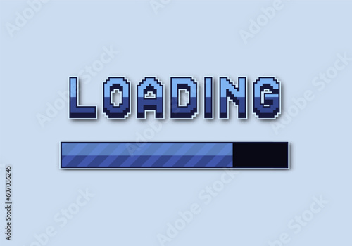 Pixel loading bar. Vector illustration for computer games, web sites.