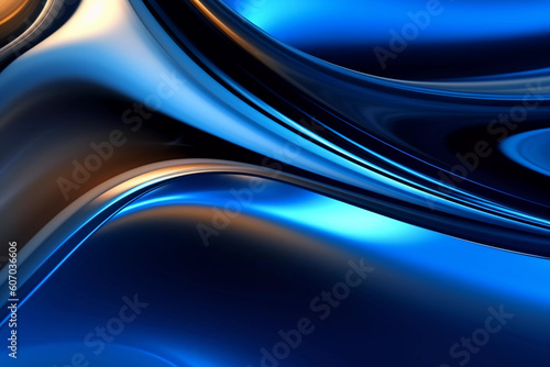 square abstract black and blue swirls and lines, conceptual light sculptures, chrome reflections, colorful mindscapes generative ai photo