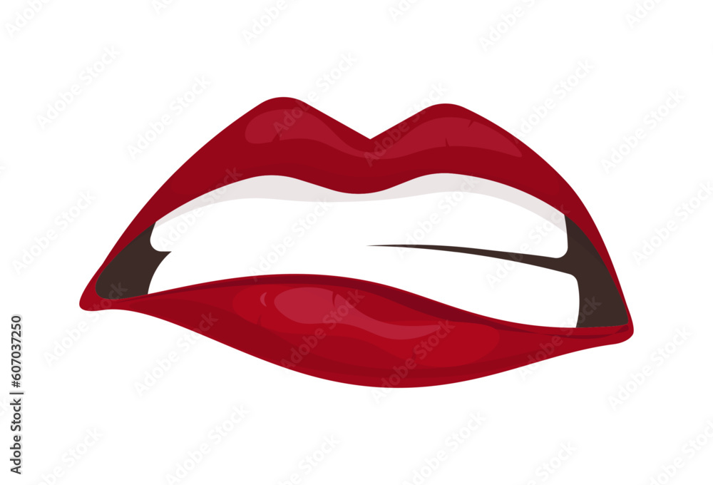 Pursed lips. Vector patch, sticker isolated on white. Cartoon. Sign for