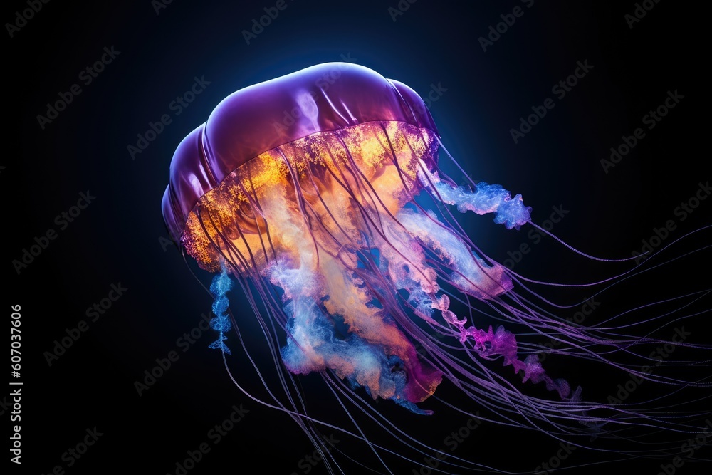 Radiant Jellyfish Glowing in the Dark