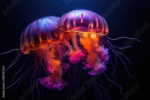 Nighttime Spectacle of a Glowing Jellyfish © Arthur