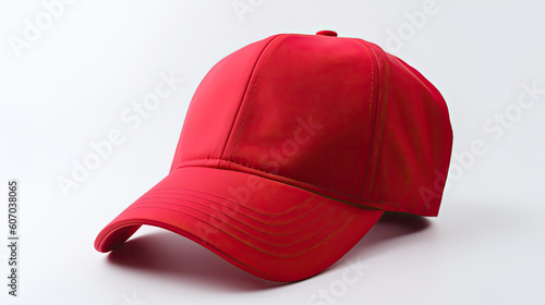 Red cap on a white background. Mock up design. Generative AI Illustration