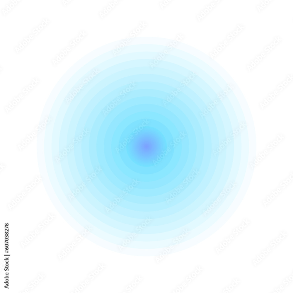 Blue point with concentric circles. Symbol of aim, target, healing, hurt, painkilling. Vector illustration