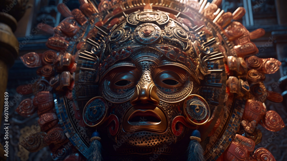 Antique Mayan carnival mask Generative AI