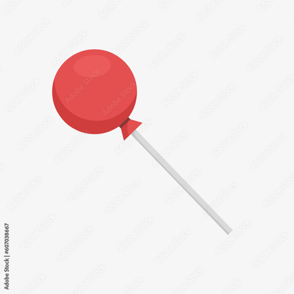 Red-wrapped lollipop flat vector illustration on white background Red-wrapped lollipop flat vector illustration on white background