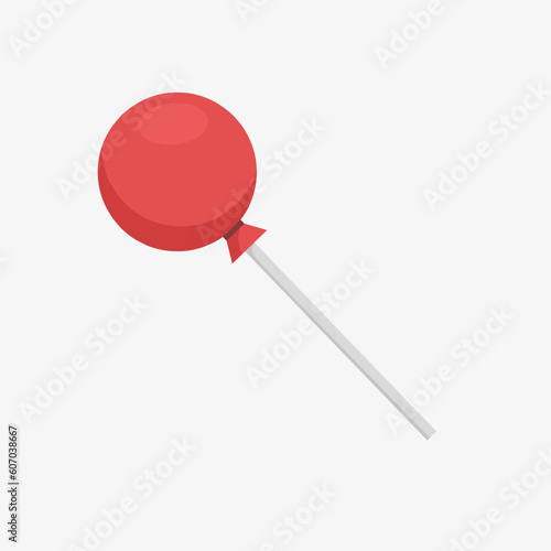 Red-wrapped lollipop flat vector illustration on white background