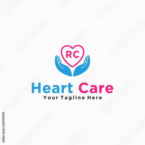 RC initials hand care icon business template logo vector