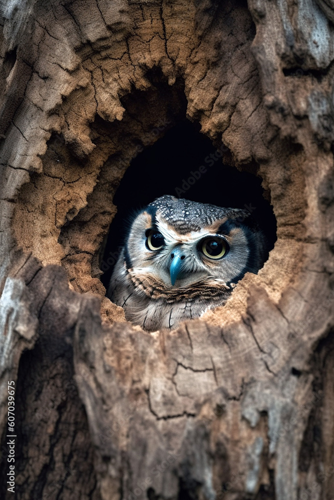 great horned owl in the night Generative AI