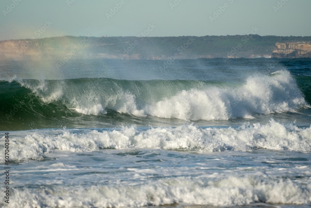 Scenic view of waves on early Friday morning at Bondi beach in sunny weather