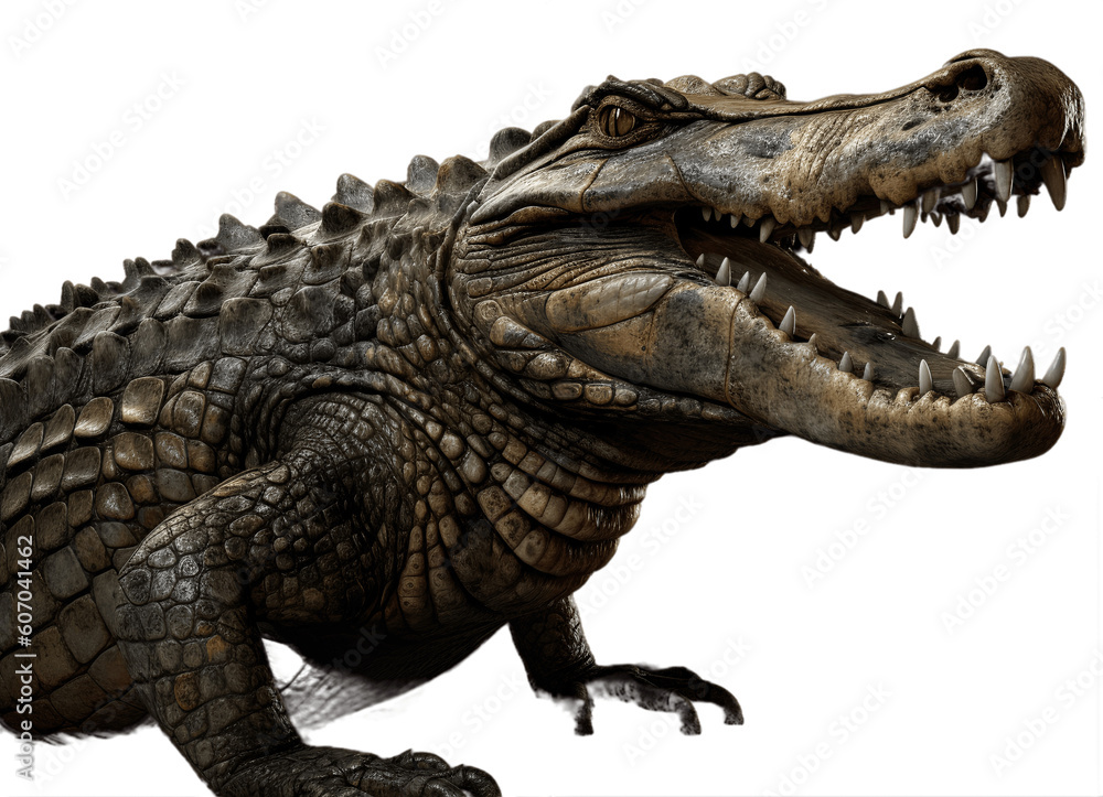 Big Crocodile open mouth isolated on white background Big Crocodile open mouth isolated on white background
