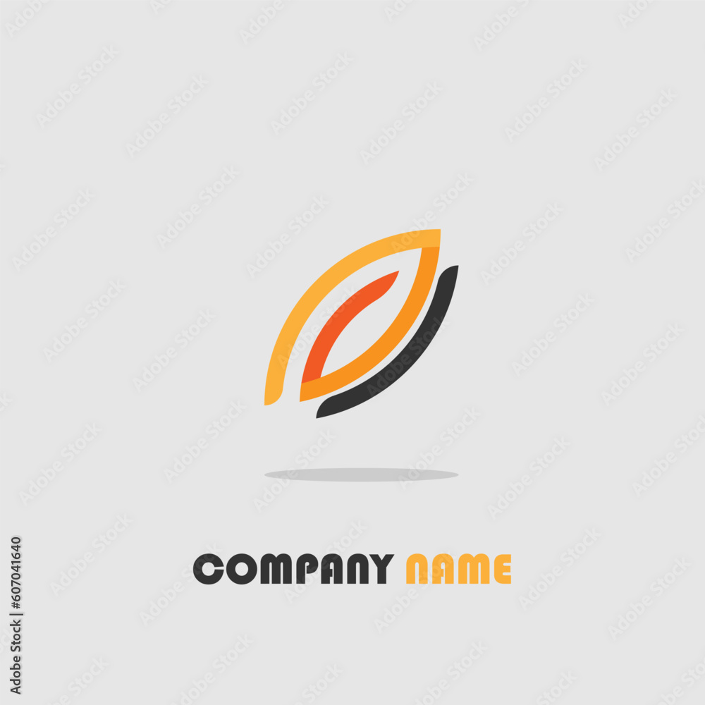 Leaf-shaped company logo example on a white background Leaf-shaped company logo example on a white background