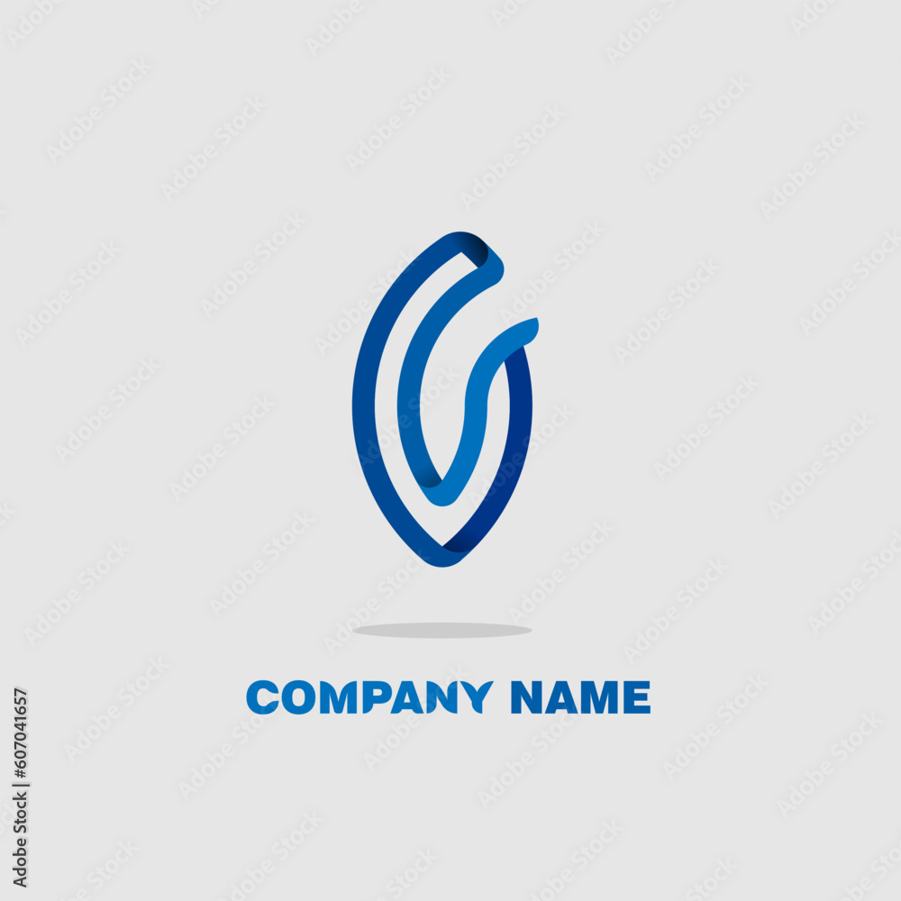 Minimalistic logo icon design and company name isolated on a gray background