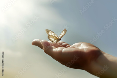 butterfly on hand, Generative AI